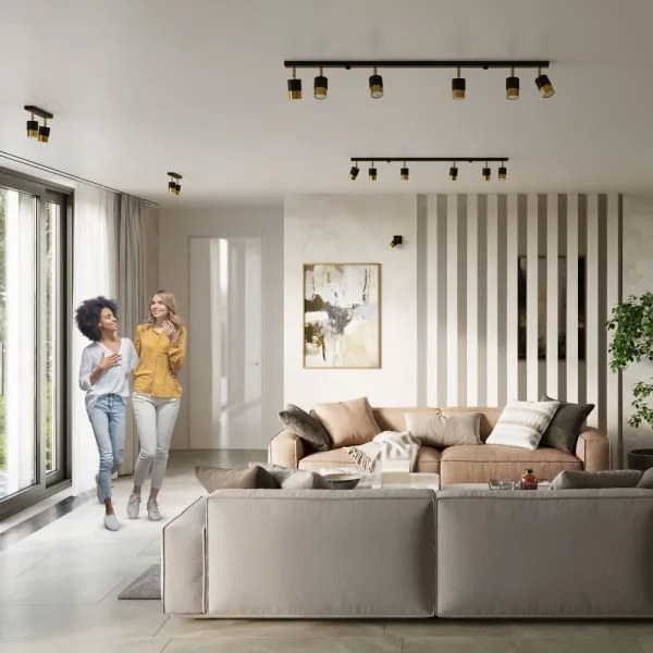 Sollux SL.1069 - Nástenné bodové svietidlo NERO 1xGU10/40W/230V čierna/zlatá