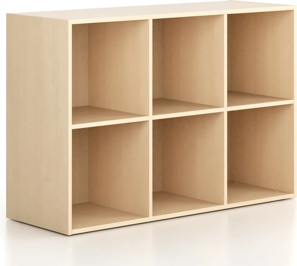Regál FRAME, nízky, 3 stĺpce, 881 x 1299 x 450 mm, breza