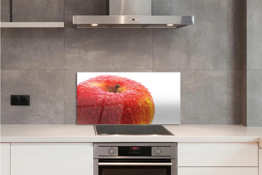 Sklenený obklad do kuchyne Kvapôčky vody na jablko 100x50 cm