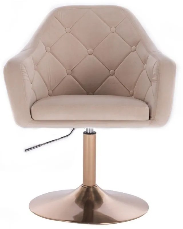 LuxuryForm DESIGN Kreslo ANDORA VELUR na zlatom tanieri - krémové
