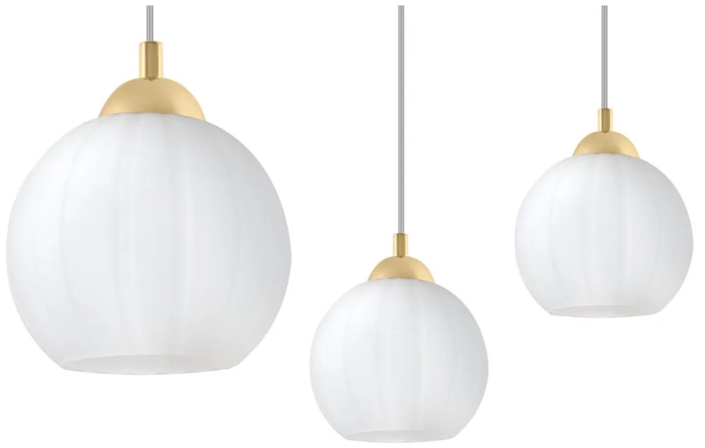 Závesné svietidlo Costa, 1x biele sklenené tienidlo, g