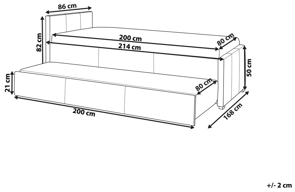 Rozkladacia posteľ 80 x 200 cm svetlosivá MARMANDE Beliani