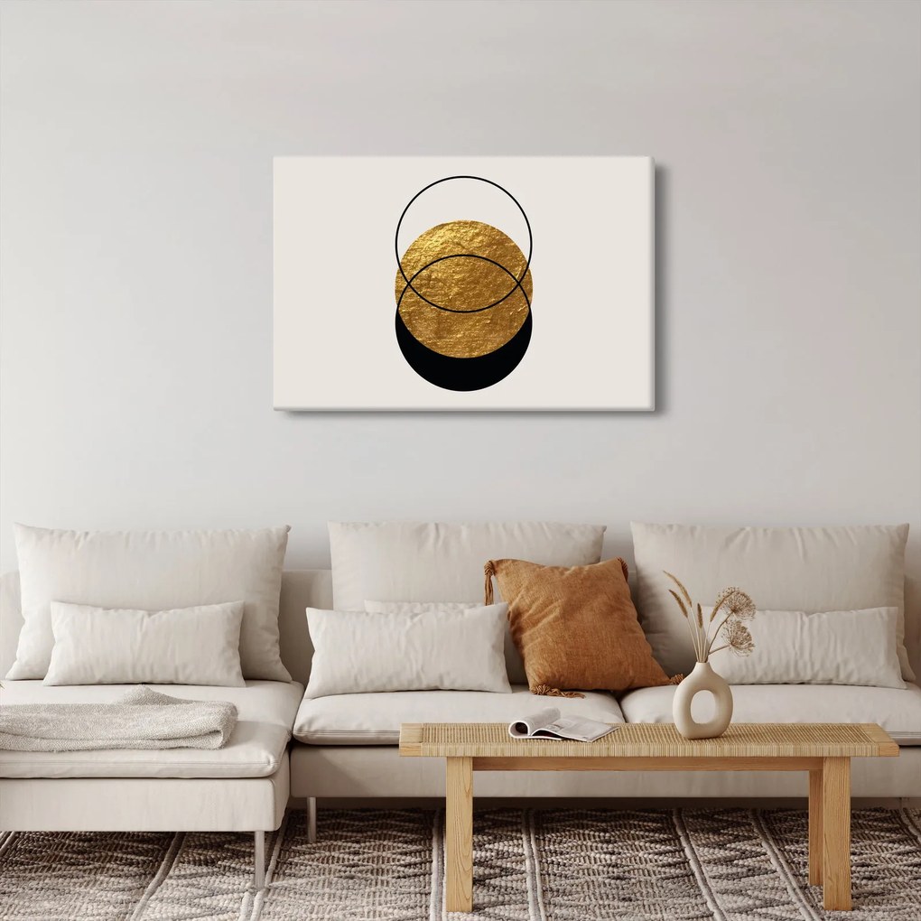 Obraz - Abstrakcia zlatá a biela N⁰2 (90x60 cm)