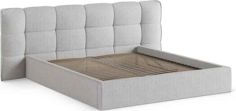 Sivá čalúnená dvojlôžková posteľ s úložným priestorom s roštom 140x200 cm Eric – Micadoni