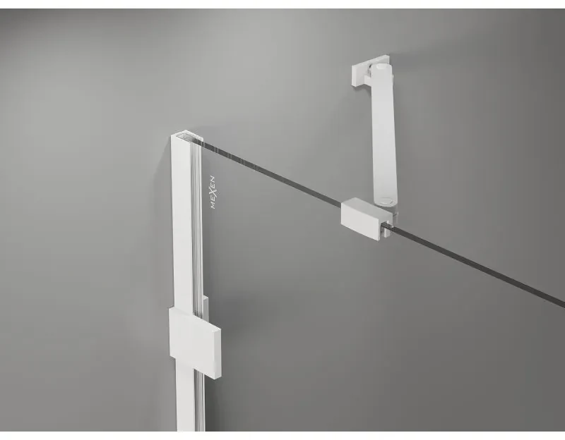 Mexen Lunar, výklopný sprchový kút ľavý 70 x 70 cm, 8mm číre sklo, biely profil, 834-070-070-20-00-L