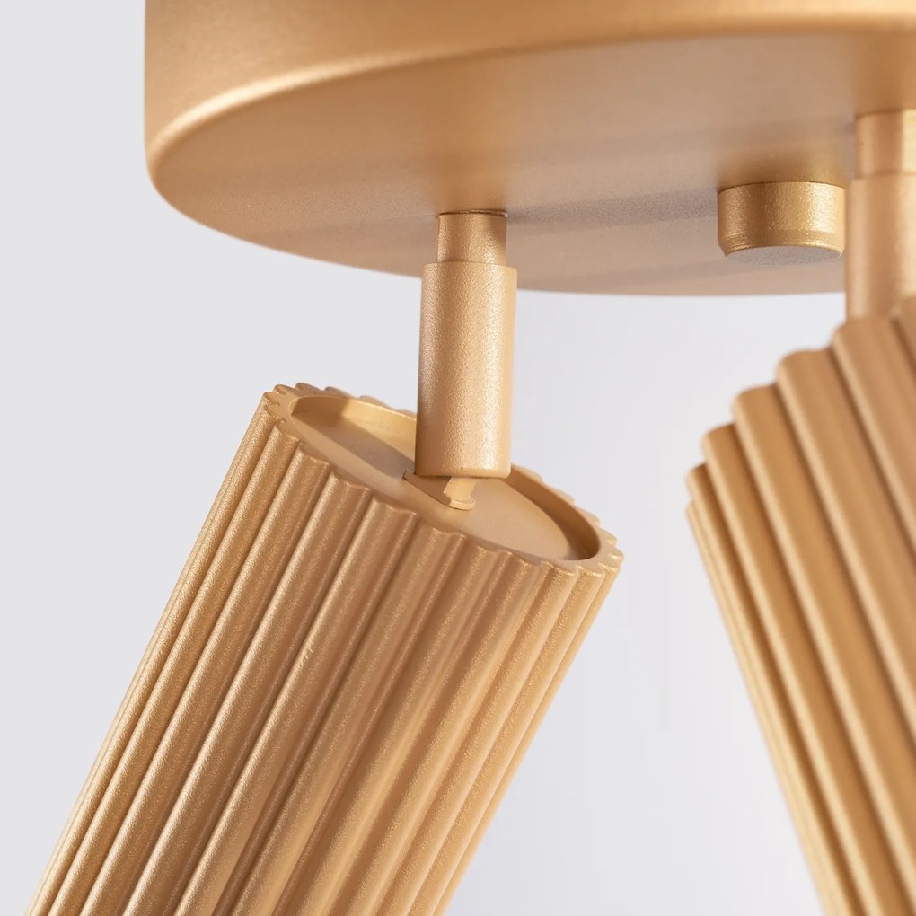 Stropné svietidlo Karbon, 3x zlaté kovové tienidlo, (možnosť polohovania)