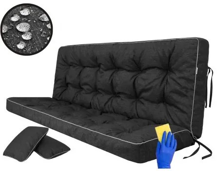 Vankúš na záhradnú hojdačku POLA 120 cm čierny ekolen
