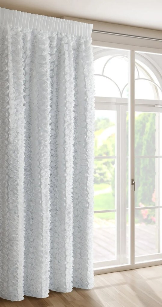 ZÁCLONA NA PÁSKE EVA MINGE ROSES6 140X270 CM BIELA