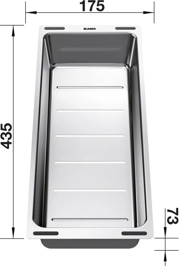 Blanco doplnky, nerezová miska k SUBLINE 435x175x74 mm, oceľová, BLA-227689