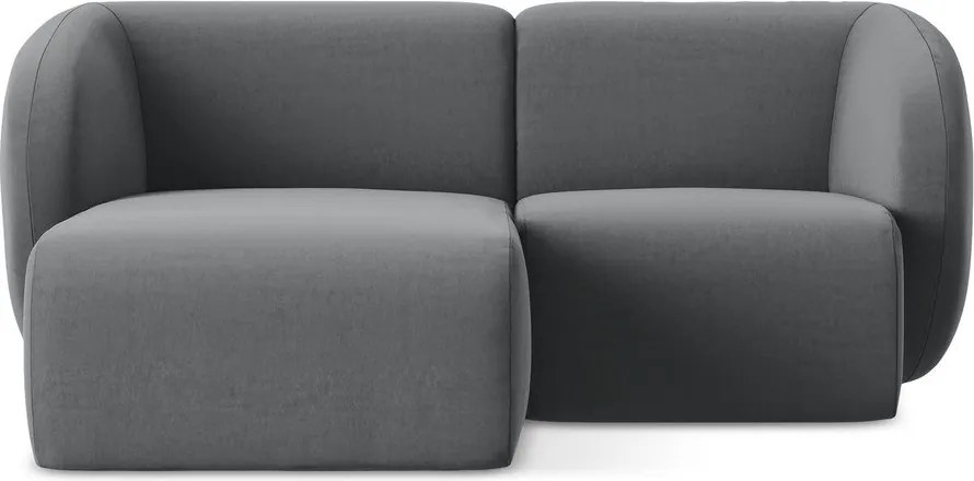 Sivá zamatová rohová pohovka (ľavý roh/s leňoškou) Lani – Makamii