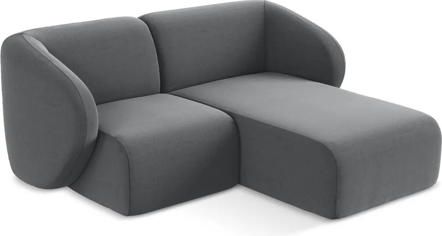 Sivá zamatová rohová pohovka (pravý roh/s leňoškou) Lani – Makamii