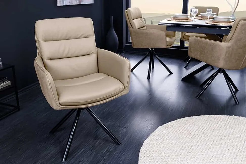 Kožená otočná stolička Big George – Béžová