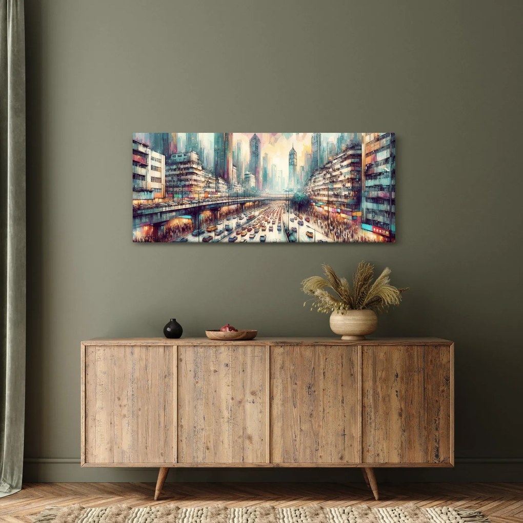 Obraz - Život veľkomesta (120x50 cm)