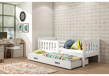 Detská posteľ KUBUS s výsuvnou posteľou 90x200 cm - biela Sivá