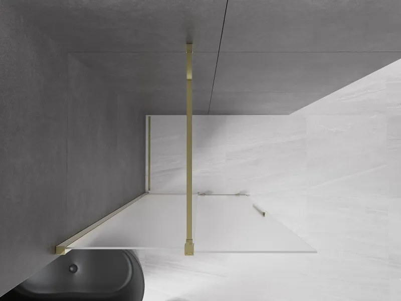 Mexen Velar, sprchová zástena s posuvnými dverami Walk-in 110 x 200 cm, 8mm sklo námraza, zlatá lesklá, 871-110-000-33-50