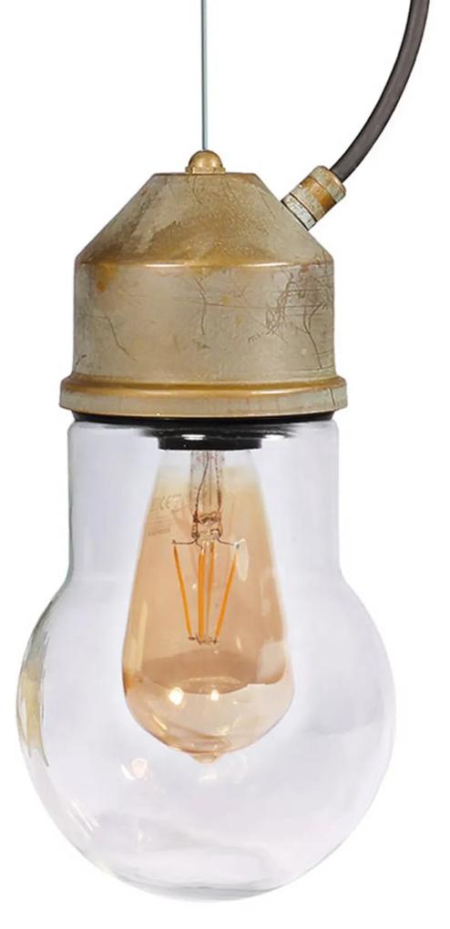 Závesná lampa 1951N antická mosadz sklo číre