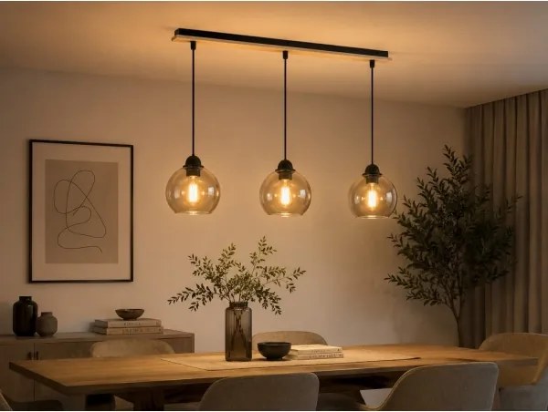 Luster na lanku UNO WOOD 3xE27/60W/230V čierna/hnedá
