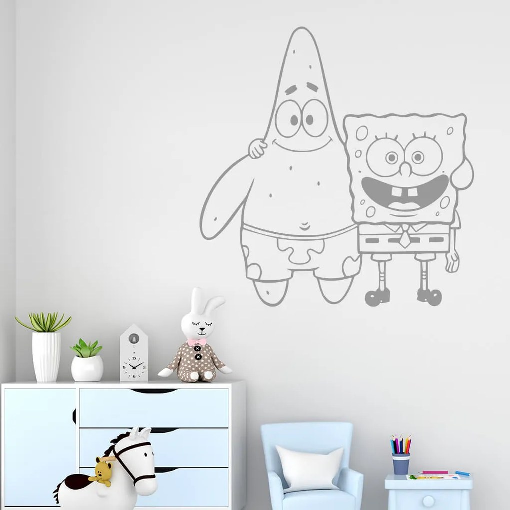 Veselá Stena Samolepka SpongeBob a Patrick Farba: fialová, Veľkosť: 100 x 102 cm