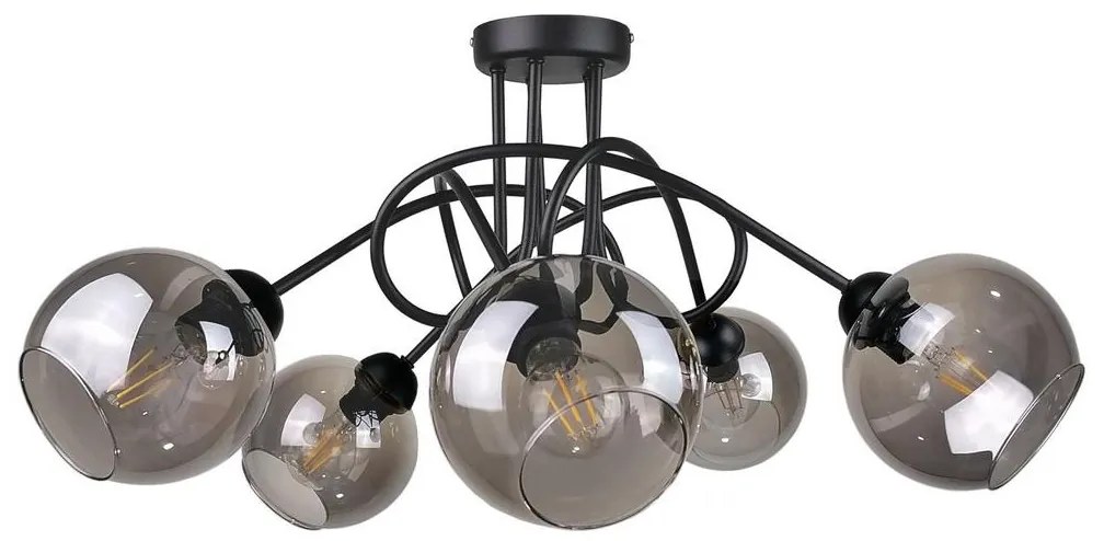 Keter Lighting Prisadený luster RIN 5xE27/60W/230V čierna NA0238