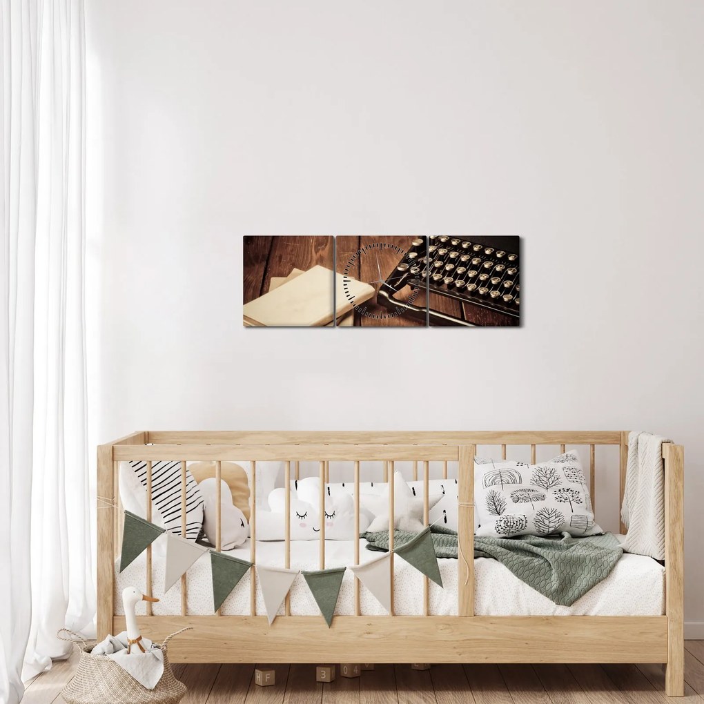 Obraz písacieho stroja (s hodinami) (90x30 cm)