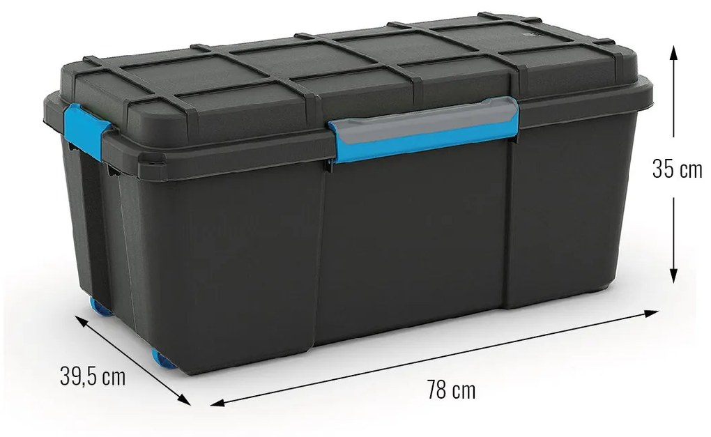Úložný box z recyklovaného plastu s vekom, Scuba L - 74 l, 35x78x39,5 cm