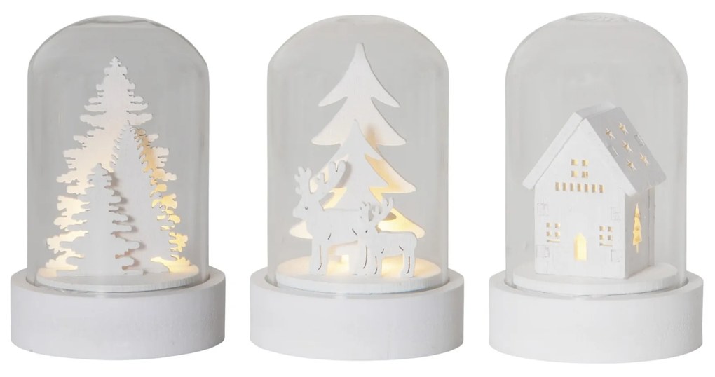 STAR TRADING Svietiaca dekorácia Winter Fairytale Kupol – set 3 kusov