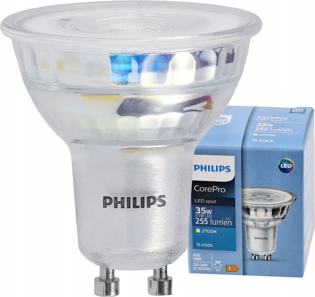 LED žiarovka Philips GU10 - 3,5 W - 255Lm - teplá biela 2700K - CorePro Premium