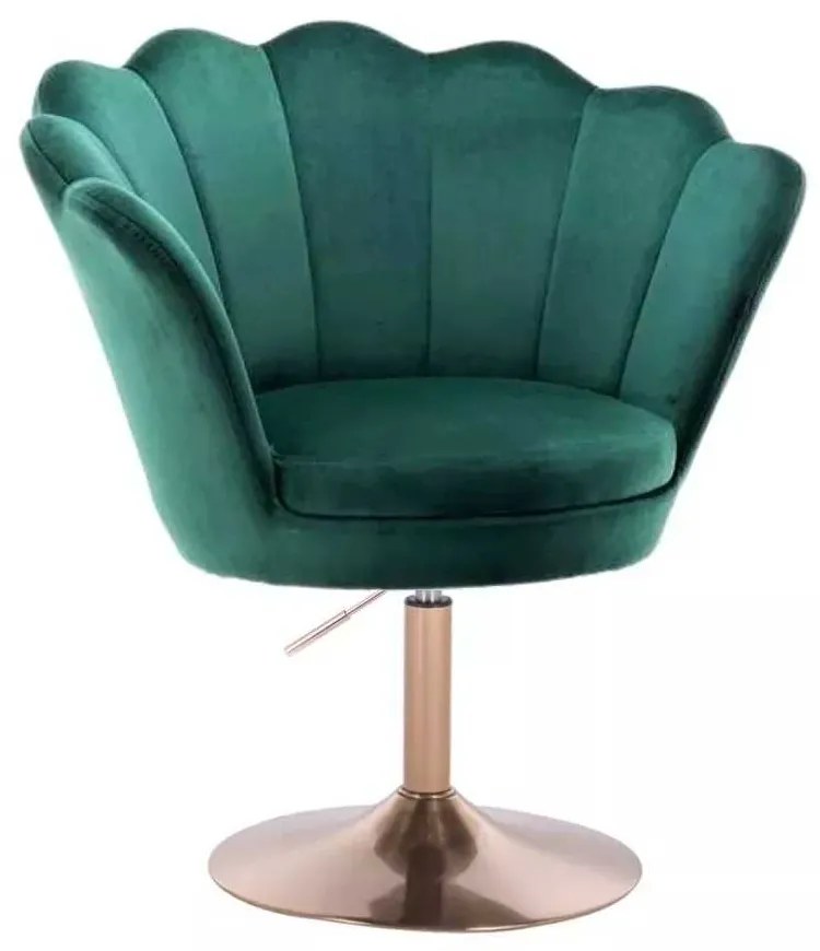 LuxuryForm DESIGN Kreslo FREY VELUR na zlatom tanieri - zelené