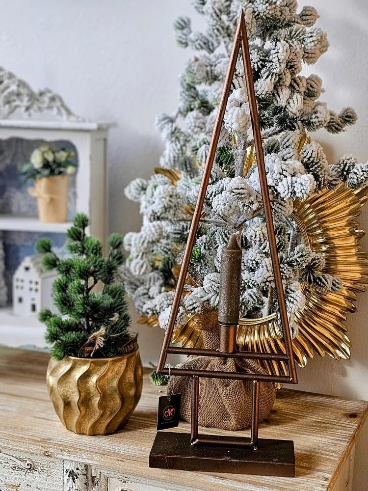 Bronzový antik kovový svietnik v tvare stromu Dhaka brons - 21*8*59 cm