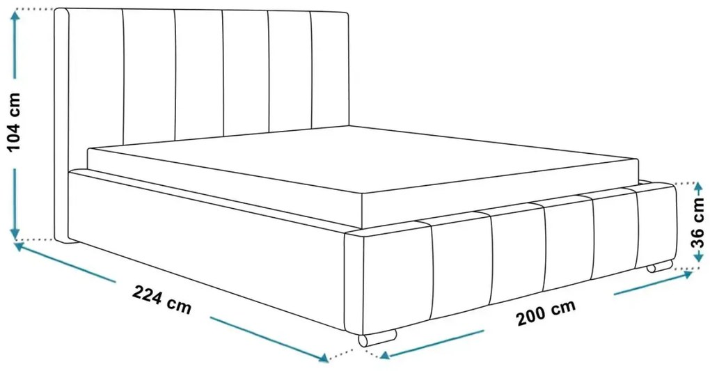 Čalúnená manželská posteľ CRYSTAL 180 x 200