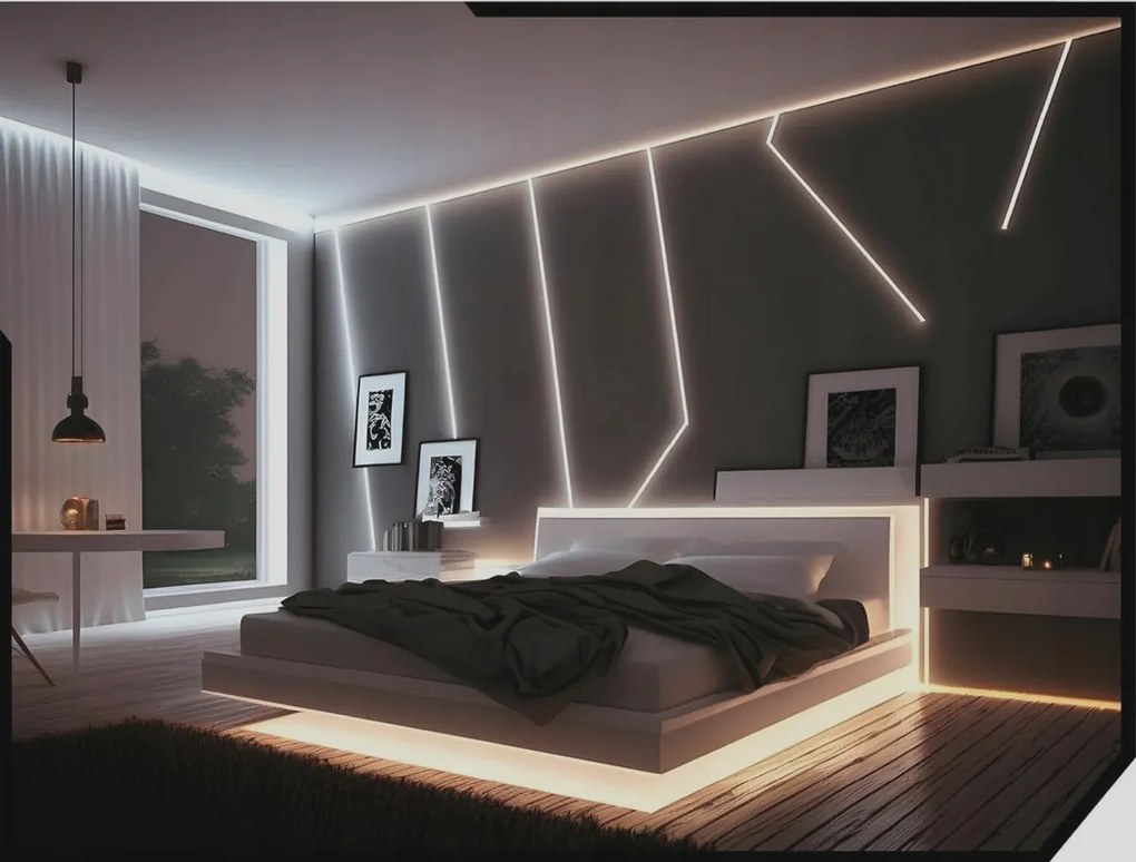 BERGE LED eloxovaný hliníkový profil zapustený 2m - sada
