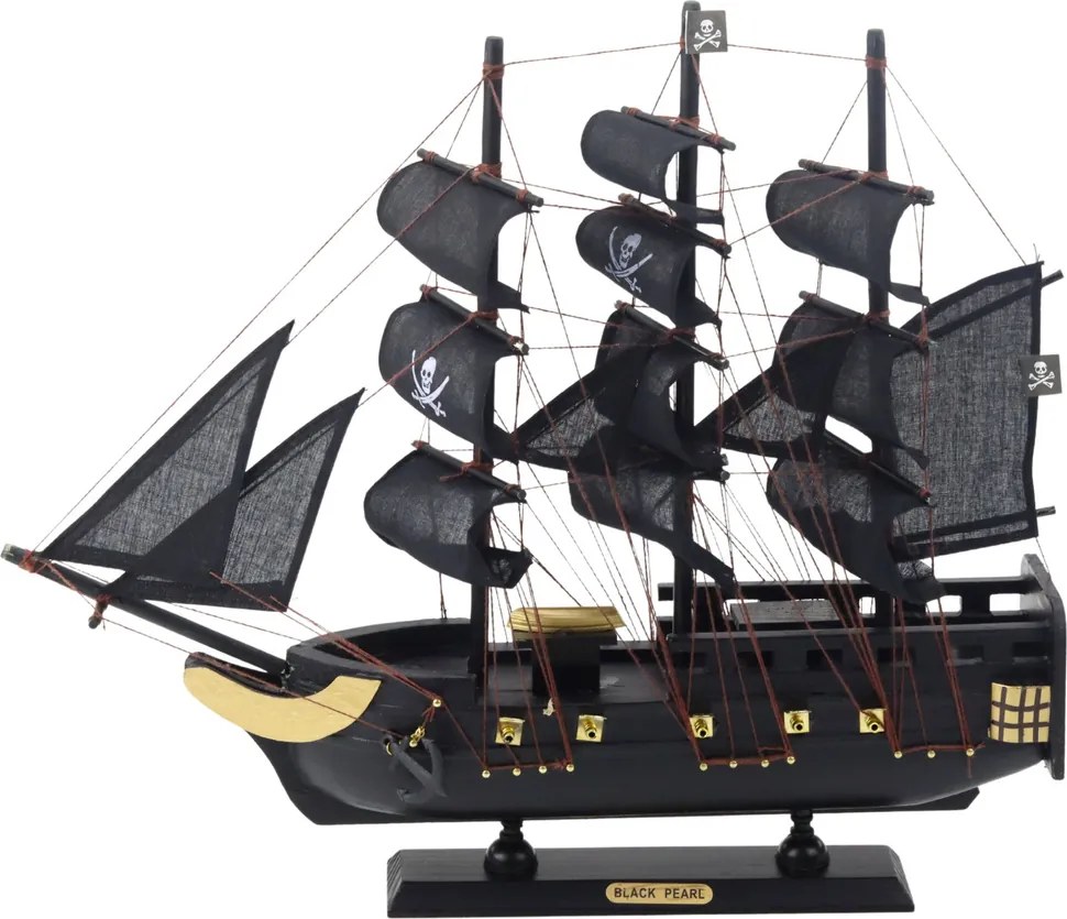 LEAN Toys Zberateľský model dekoratívnej plachetnice Black Pearl 40x35cm