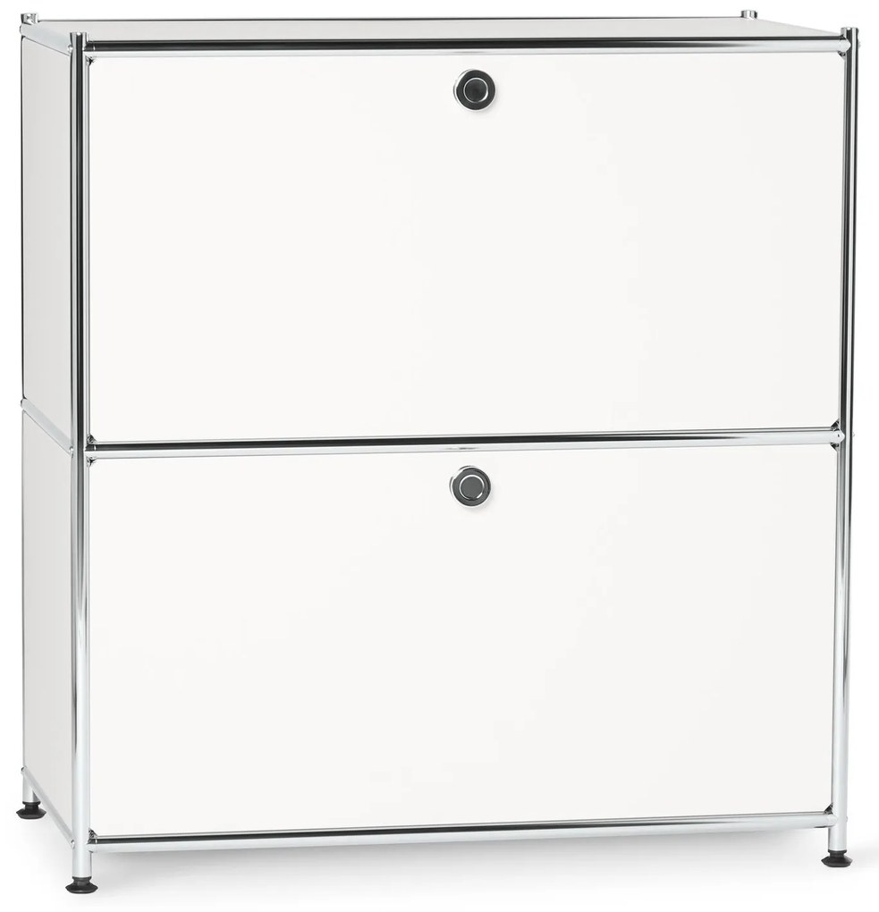 Nízka kovová odkladacia skrinka »CN3« s výklopnými priehradkami, biela