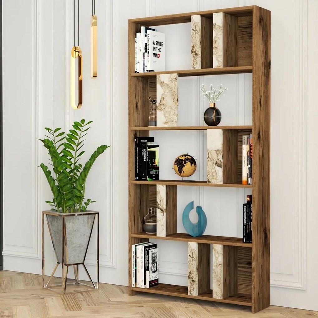 Knižnica Lime White Marble and Walnut