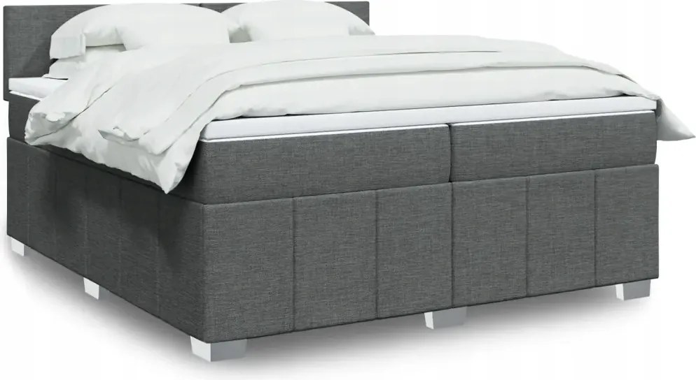 vidaXL Boxspring posteľ s matracom tmavosivá 200x200 cm látka