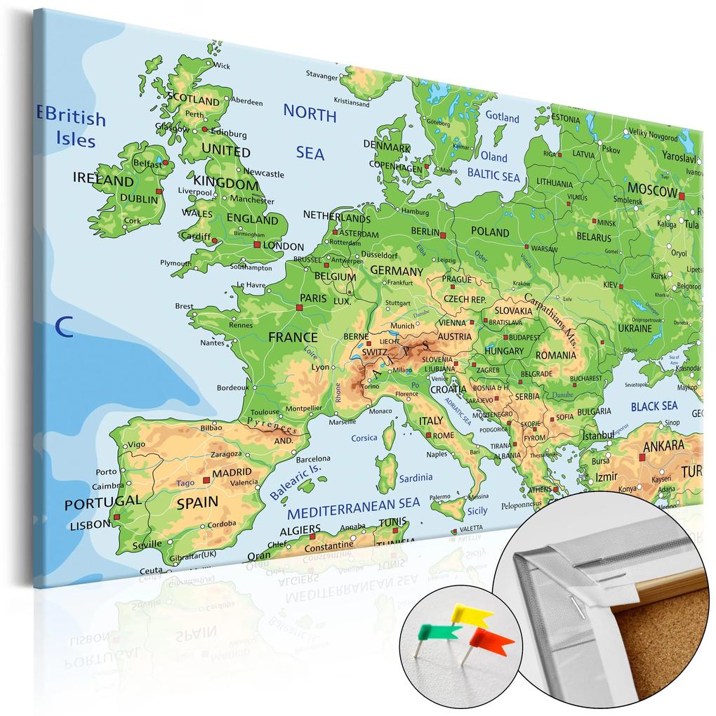 Artgeist Obraz na korku - Europe [Cork Map] Veľkosť: 60x40