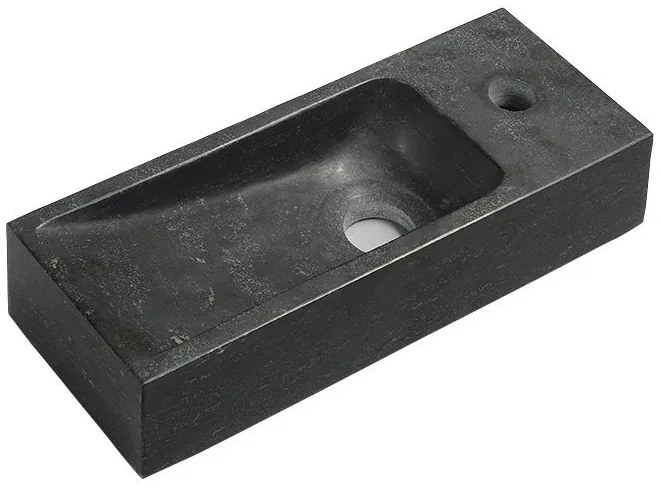 Sapho Sapho, BLOK kamenné umývadlo 38x8x14 cm, čierny Antracit, 2401-31