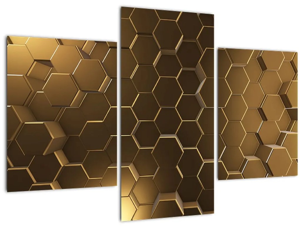 Obraz - Zlaté hexagóny (90x60 cm)