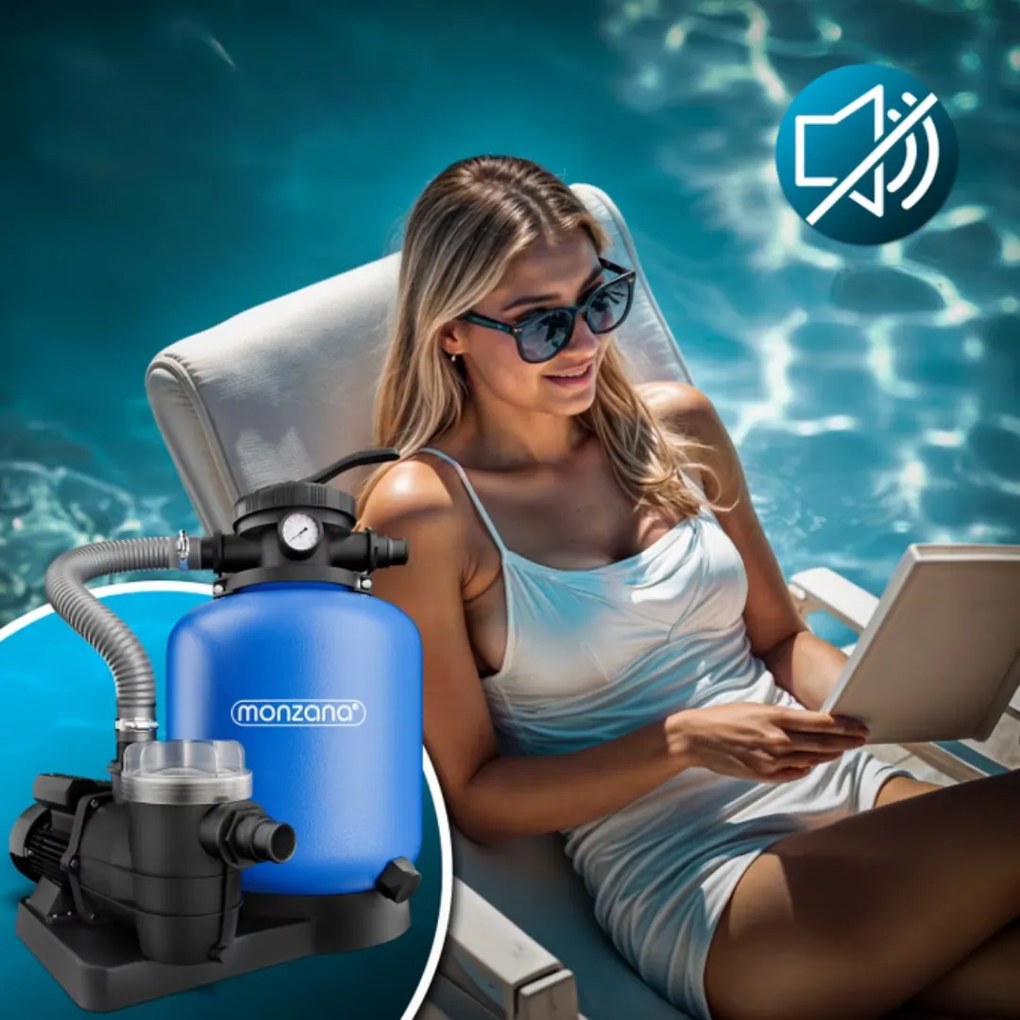 Piesková filtrácia k bazénu AQUA s predfiltrom, 13 200 l/h, modrá Monzana
