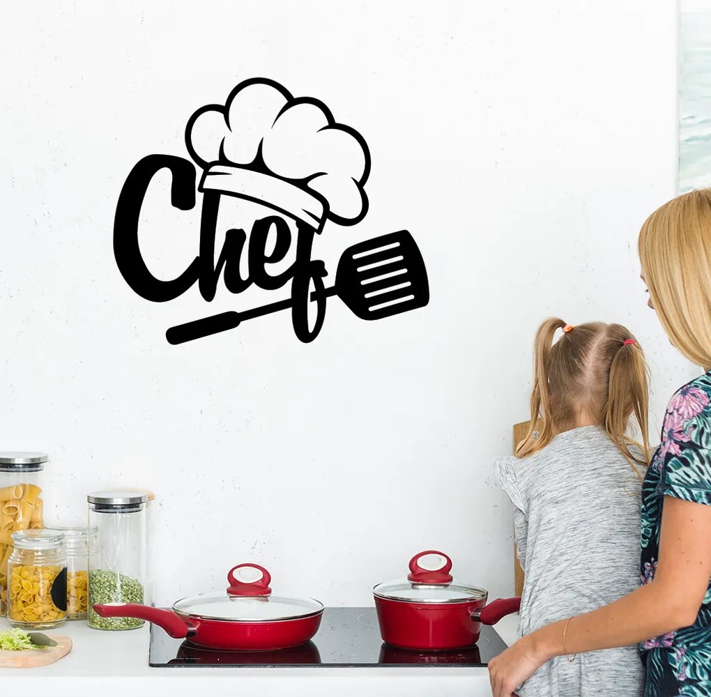 Veselá Stena Samolepka Šéfkuchár Farba: fialová, Veľkosť: 60 x 50 cm