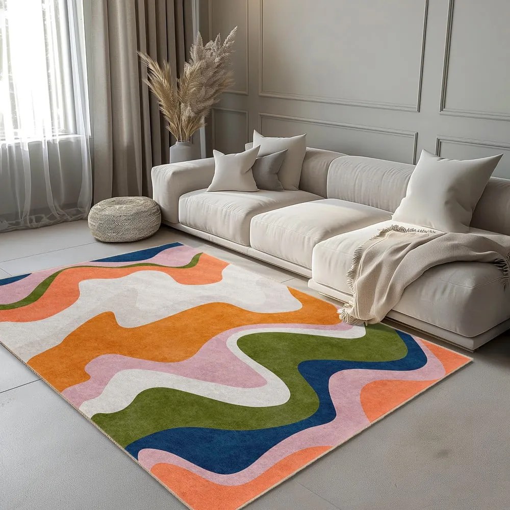 Oranžový prateľný koberec 120x180 cm Squiggly Orange – Mila Home