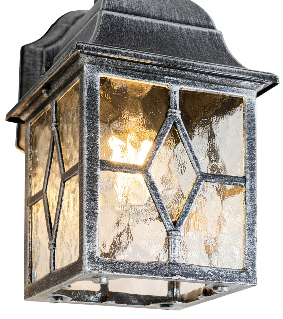 Romantická vonkajšia nástenná lampa starožitné striebro - London
