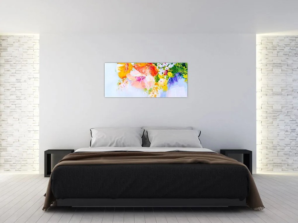 Obraz - Kvety, maľba (120x50 cm)