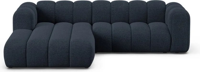 Tmavomodrá ženilková rohová pohovka (ľavý roh/s leňoškou) Lupine – Micadoni