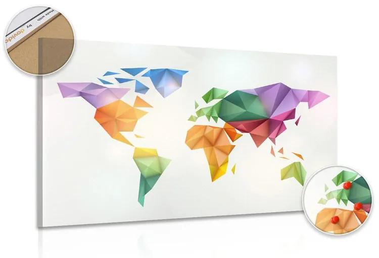 Obraz na korku farebná mapa sveta v štýle origami