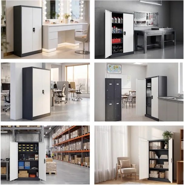 Kovová kancelárska skriňa na dokumenty antracitovo-biela KEVIN 900 x 1400 x 400 mm