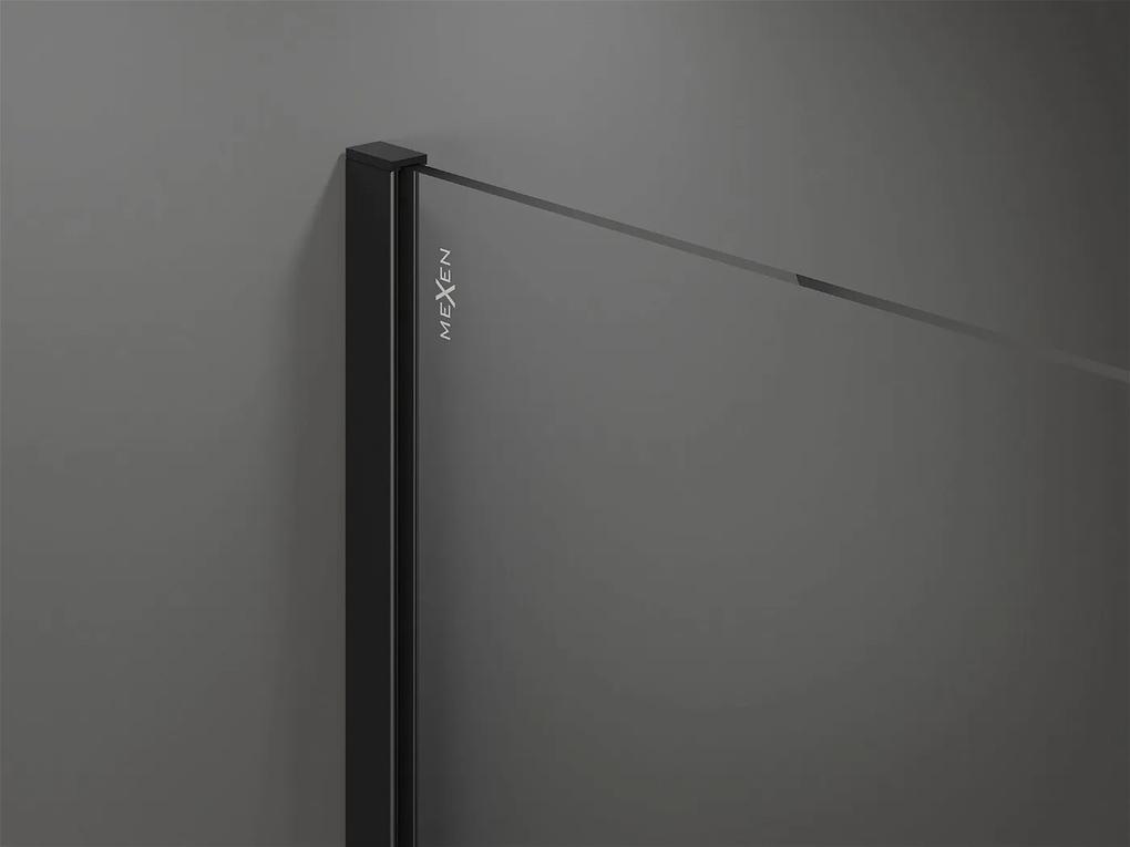 Mexen Kioto sprchová zástena 90x200 cm 8 mm, čierny profil, sklo čierny vzor 2, 800-090-101-70-78