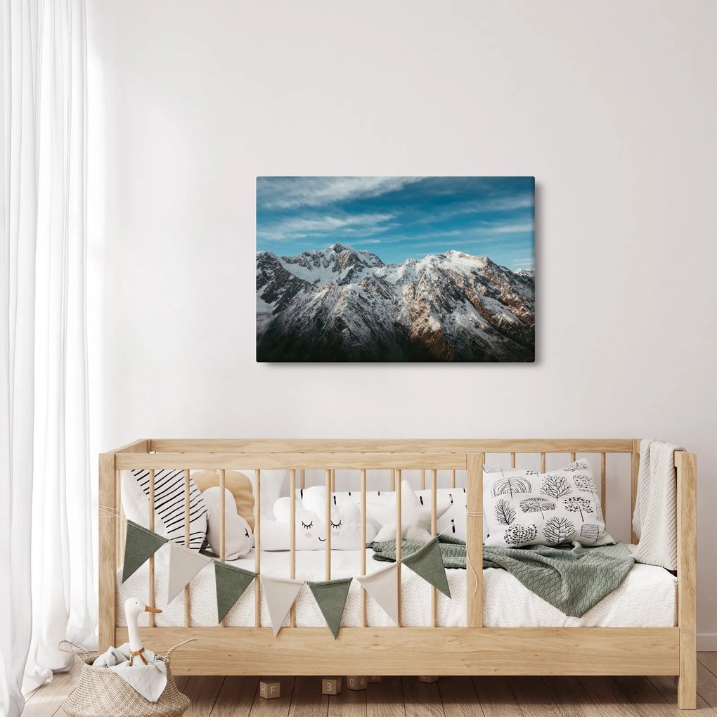 Obraz zasnežených vrcholkov, Fiordland (90x60 cm)