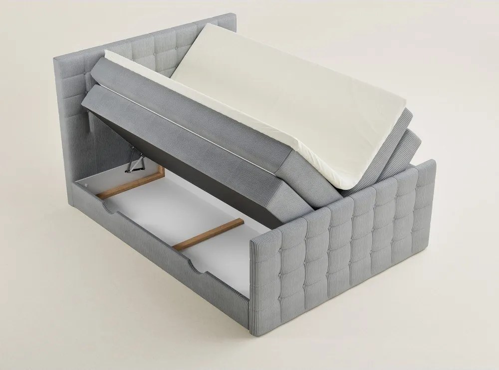Sivá boxspring posteľ s úložným priestorom 200x200 cm Tasca – Maison de Rêve