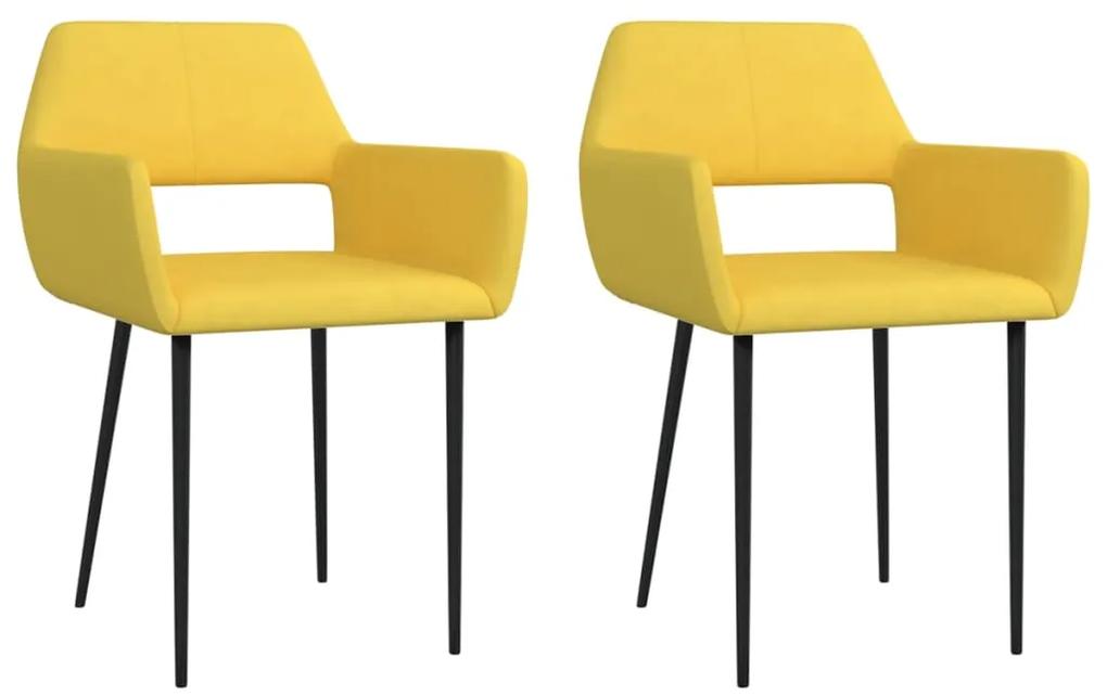 vidaXL Jedálenské stoličky 2 ks, žlté, látka